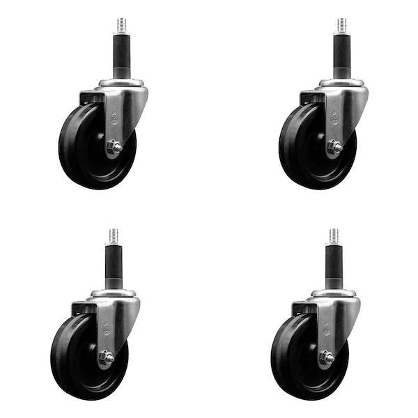 4'' Phenolic Wheel Swivel 1'' Expanding Stem Caster Set, 4PK